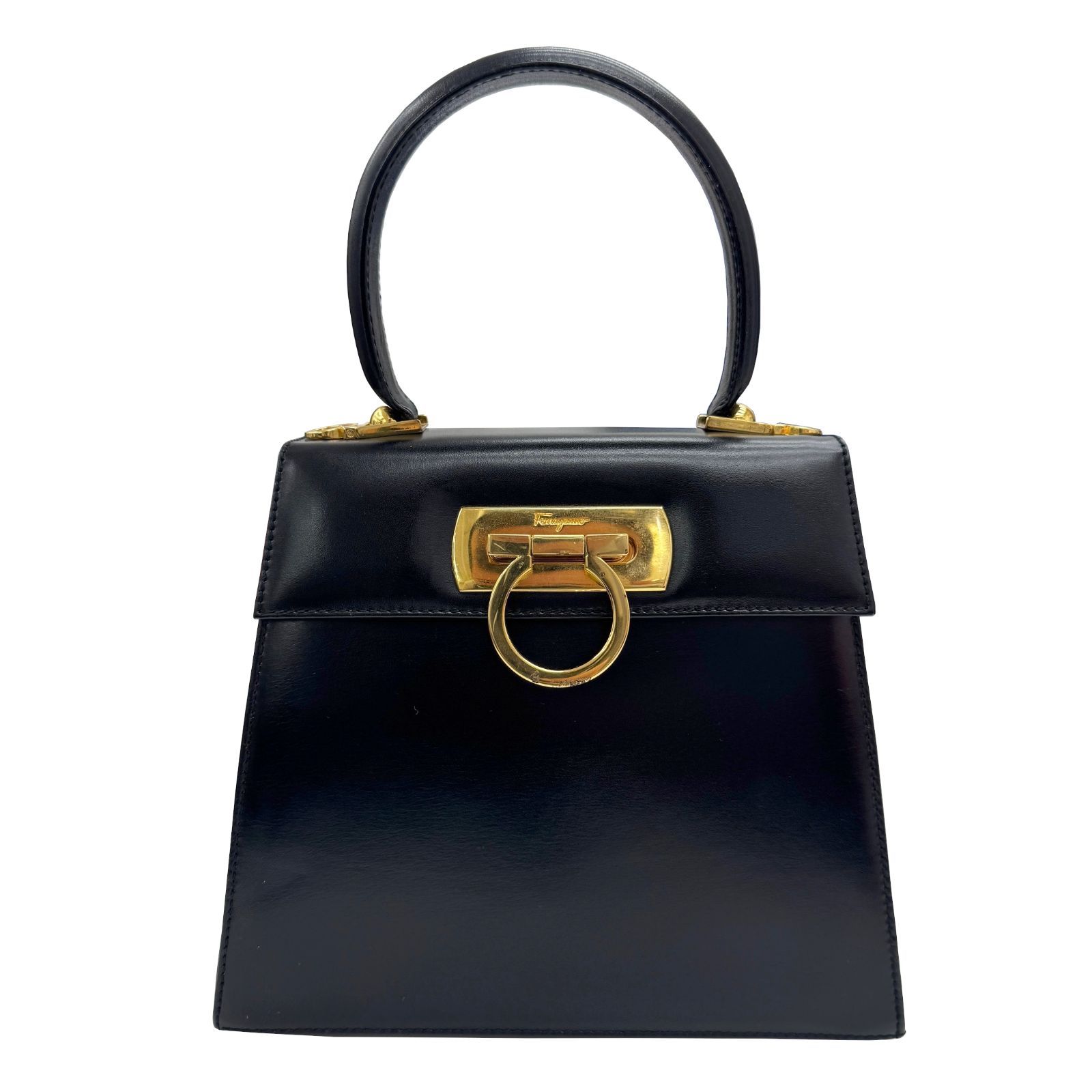 未使用級☆Salvatore Ferragamo☆ガンチーニ ボディバッグ 黒金 【公式