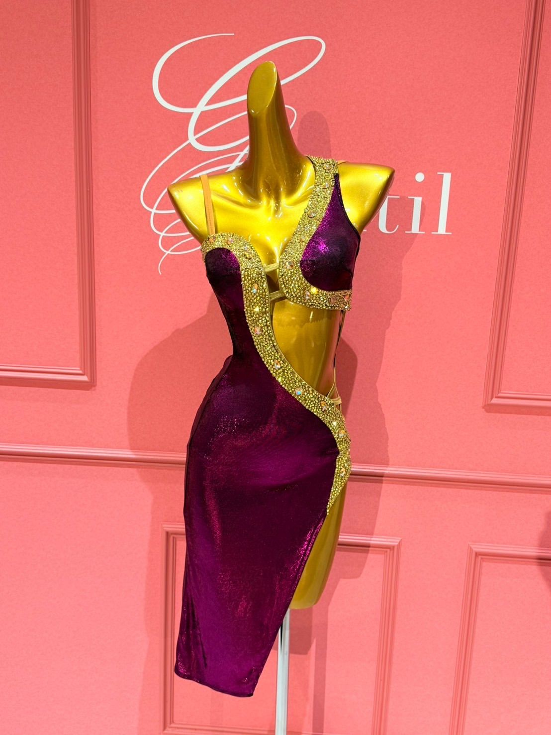 社交ダンス gentil ジャンティ modern ラテン パープル 紫 ゴールド