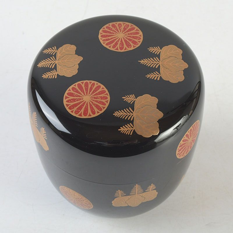 茶道具　山中塗　山下泰園作　高台寺　縁金　中棗　共箱　V　5337 茶道具 山中塗 山下泰園作 高台寺 縁金 中棗 共箱 V 5337