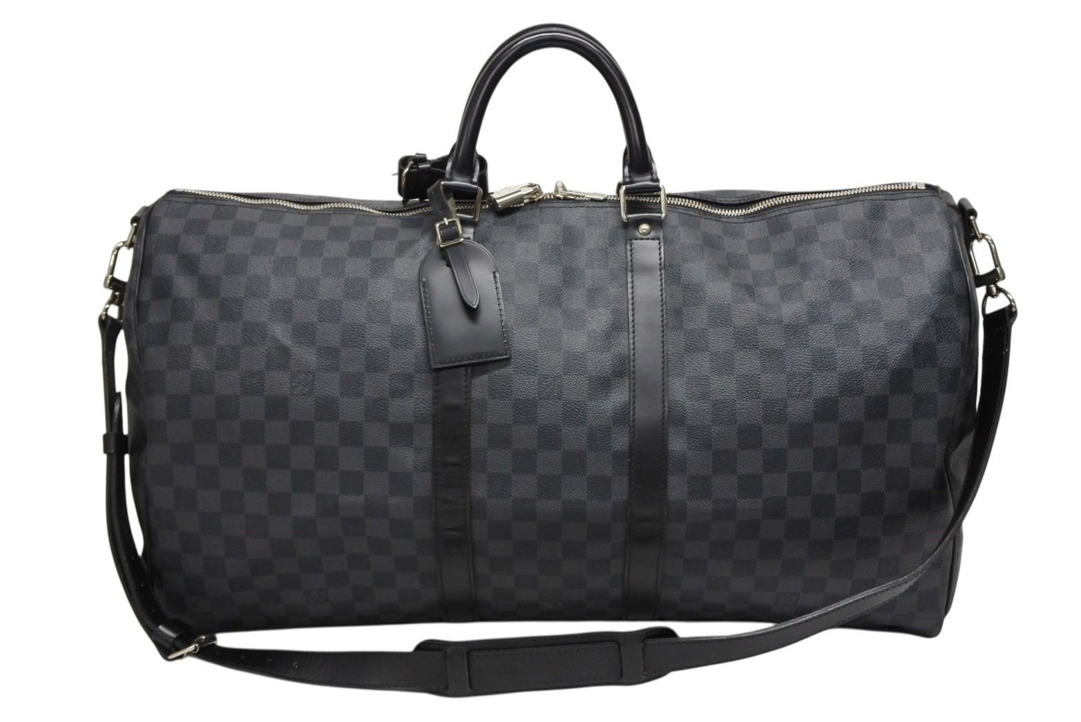 ルイヴィトンLOUIS VUITTONキーポル55ダミエボストンN41413黒 極美品 LOUIS VUITTON ルイヴィトン キーポルバンドリエール55