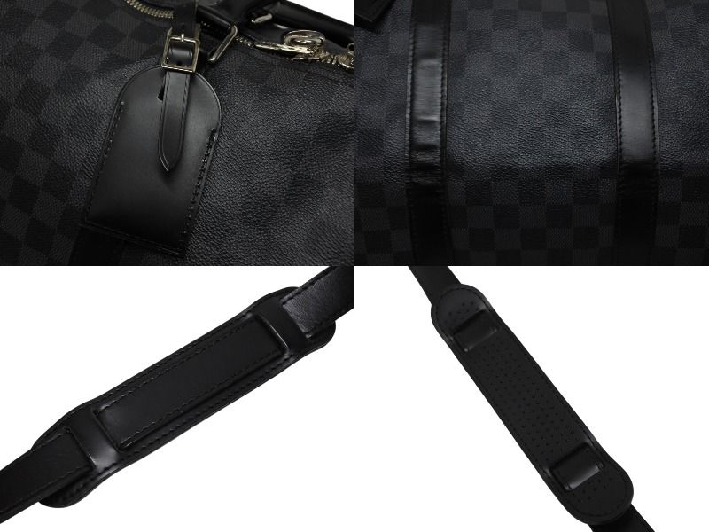 ルイヴィトンLOUIS VUITTONキーポル55ダミエボストンN41413黒 ルイ・ヴィトン ダミエグラフィット キーポル55 バンドリエール