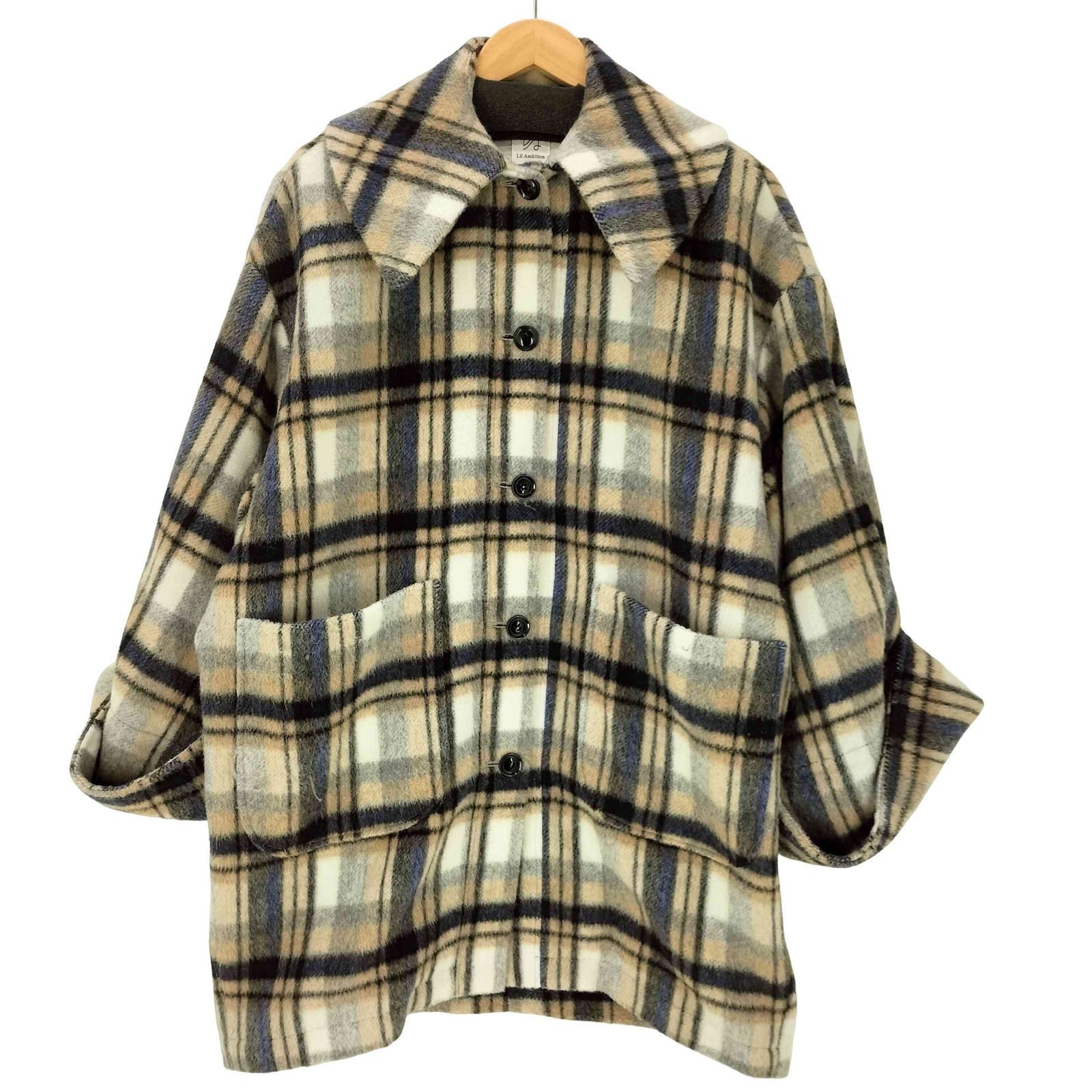 リルアンビション Lil Ambition ワイドスリーブチェックコート