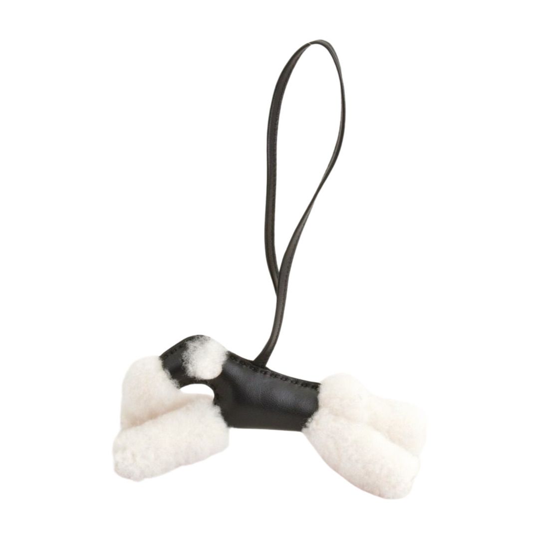 エルメス HERMES バディ チャーム アニョーミロ U刻印:2022年 犬 バッグ ブラック×ホワイト レディース F-YA1177