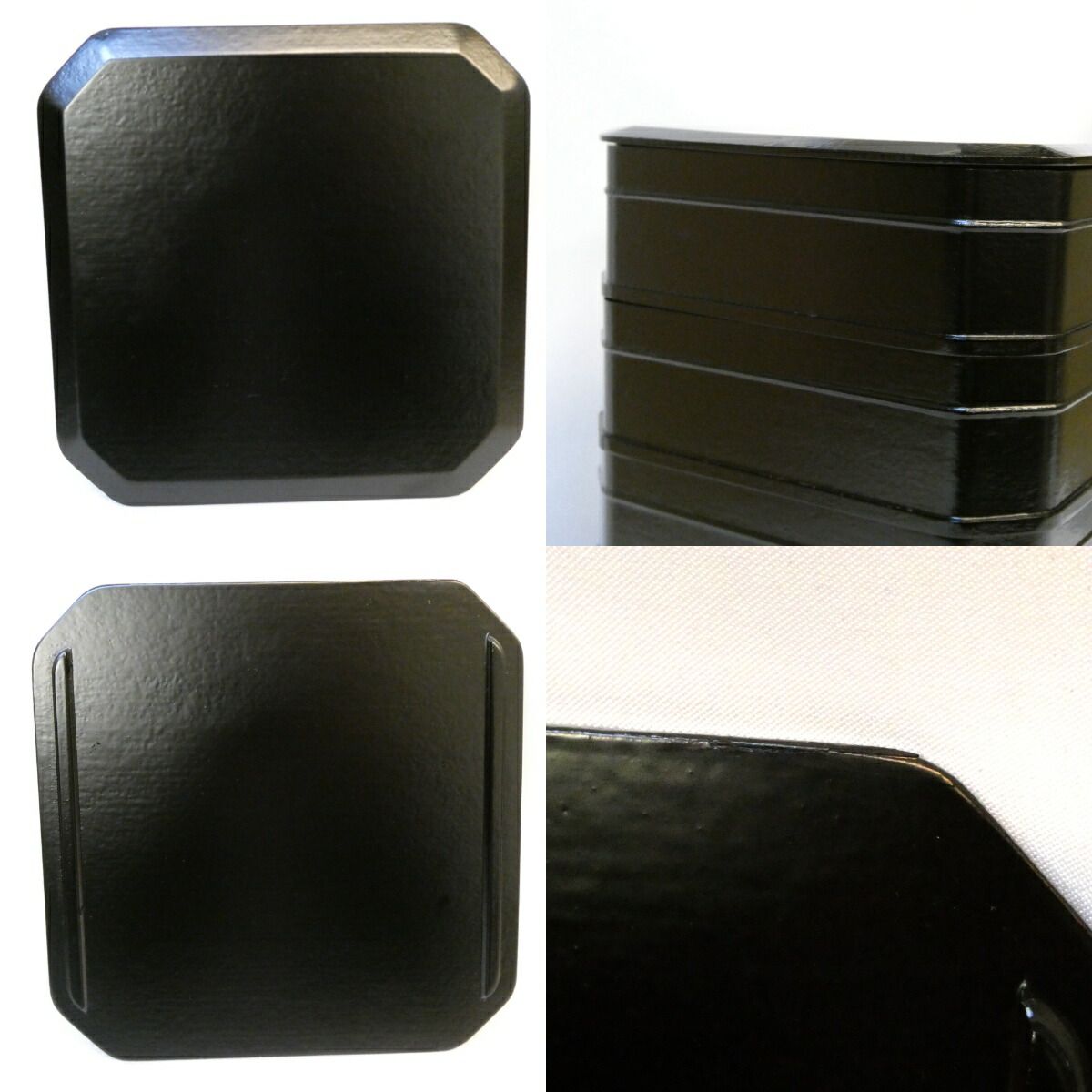 十一月の特売品】 本堅地漆器 平安漆匠 鈴木表朔作 利休形 五重縁高 黒