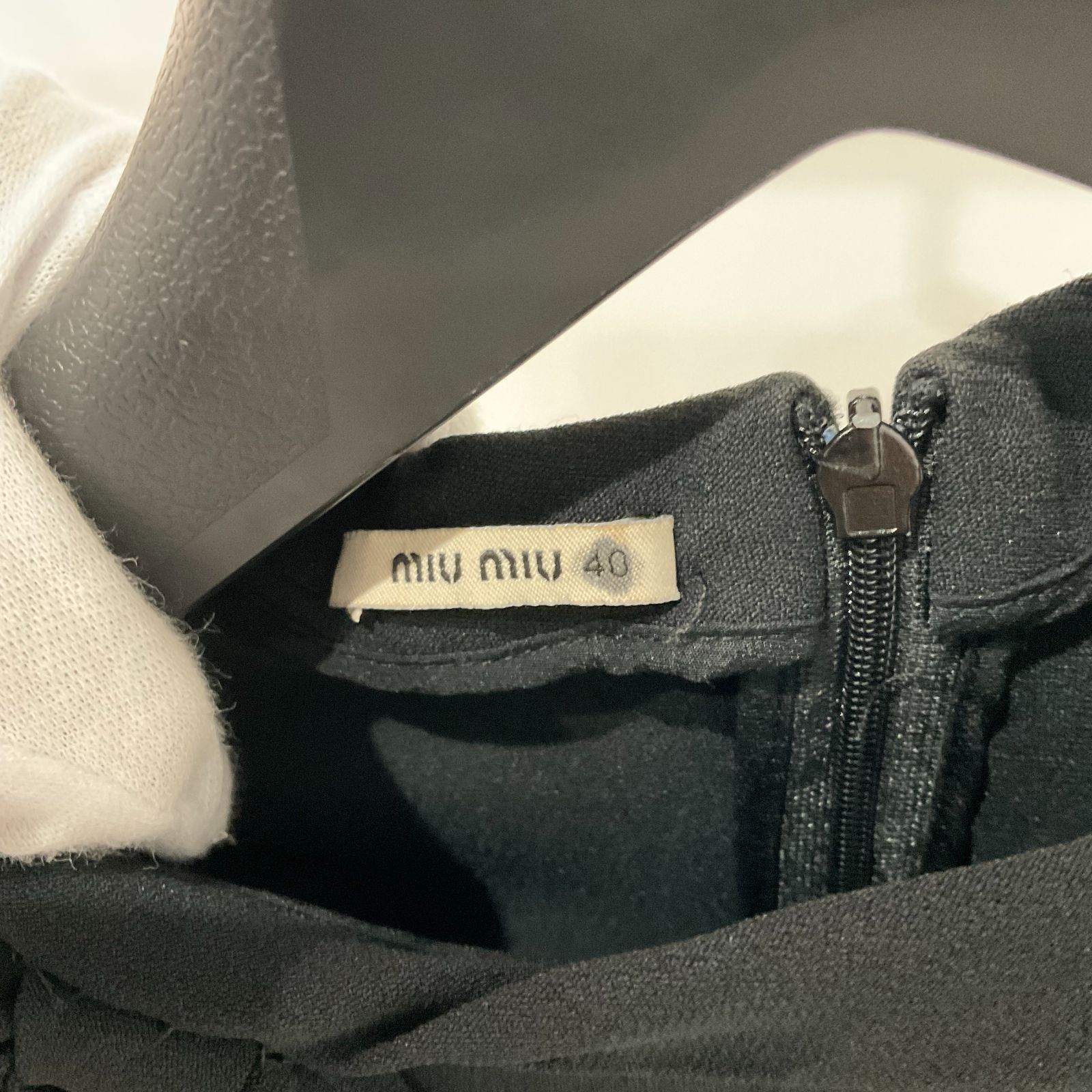 ミュウミュウ ワンピース 黒 ドレス リボン ブラック サイズ40