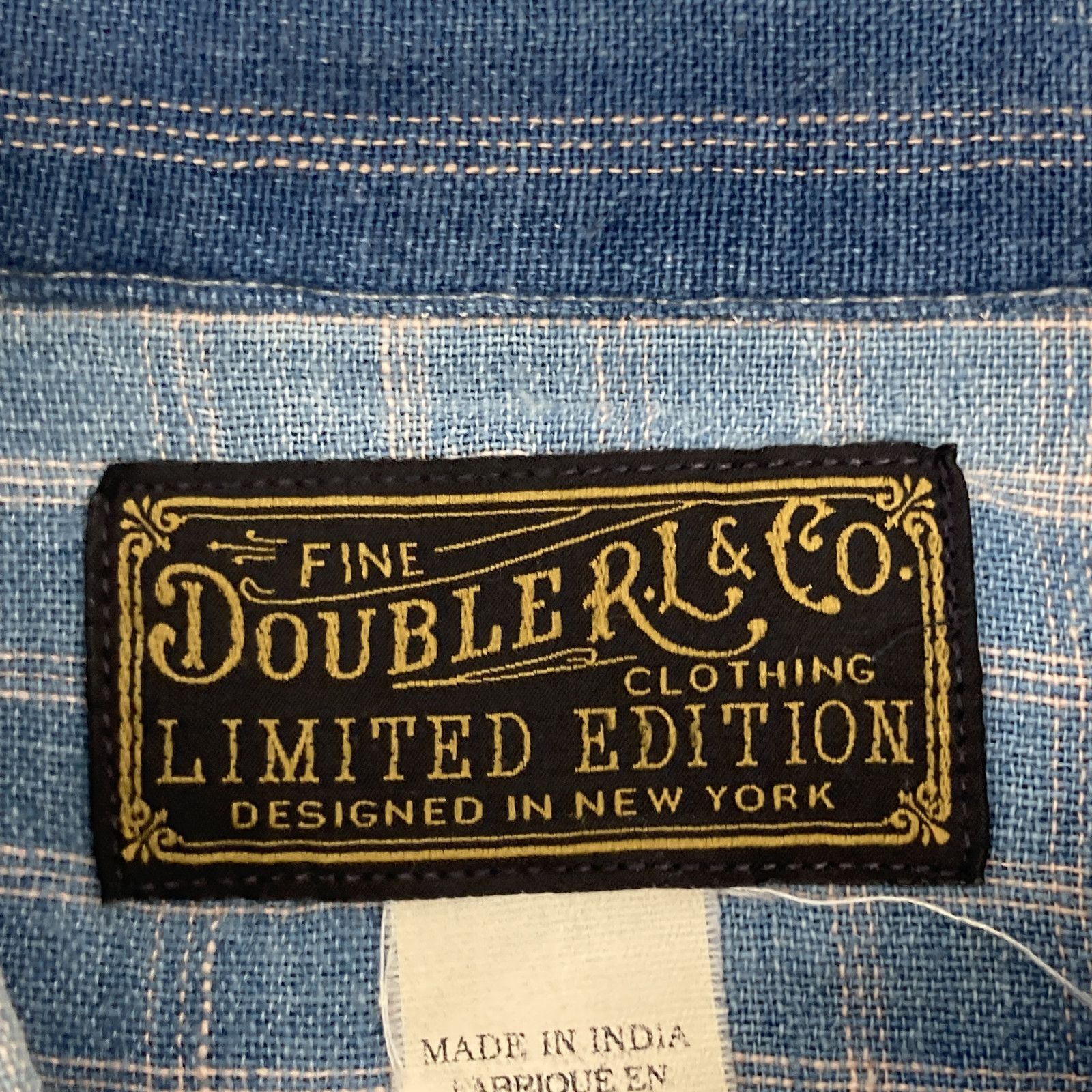 極美品RRL LIMITED EDIRTION デニム刺し子パッチワークシャツ RRL ダブルアールエル ﾘﾐﾃｯﾄﾞｴﾃﾞｨｼｮﾝ ﾌﾞﾙｰ×ｲﾝﾃﾞｨｺﾞ ﾊﾟｯﾁﾜｰｸ ﾃﾞﾆﾑ刺し子