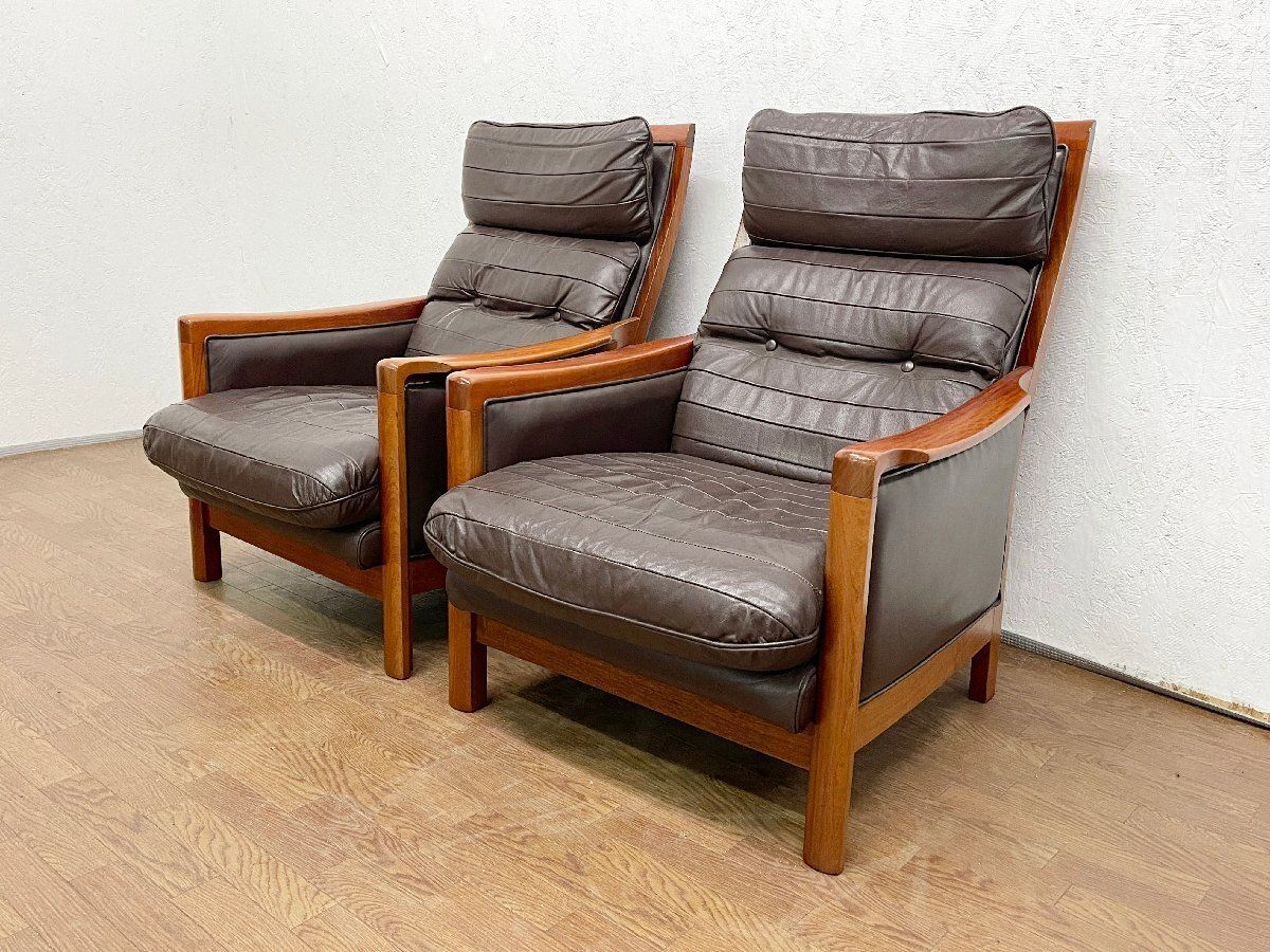 オールドマルニ「レマン」花梨無垢材アーム本革1人掛けソファ 80年代/ビンテージ オールドマルニ「レマン」花梨無垢材アーム本革1人掛けソファ 80年代