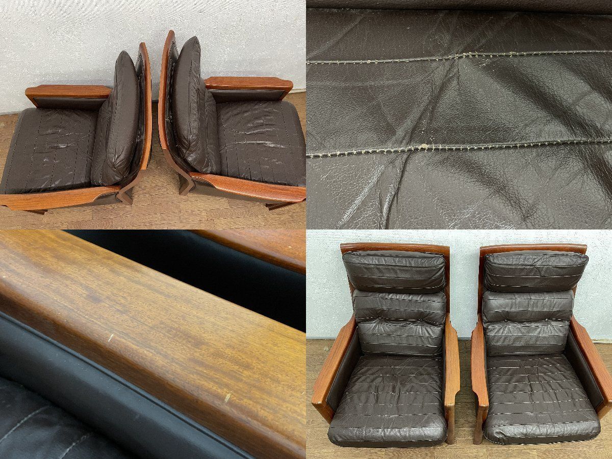 オールドマルニ「レマン」花梨無垢材アーム本革1人掛けソファ 80年代/ビンテージ オールドマルニ「レマン」花梨無垢材アーム本革1人掛けソファ 80年代