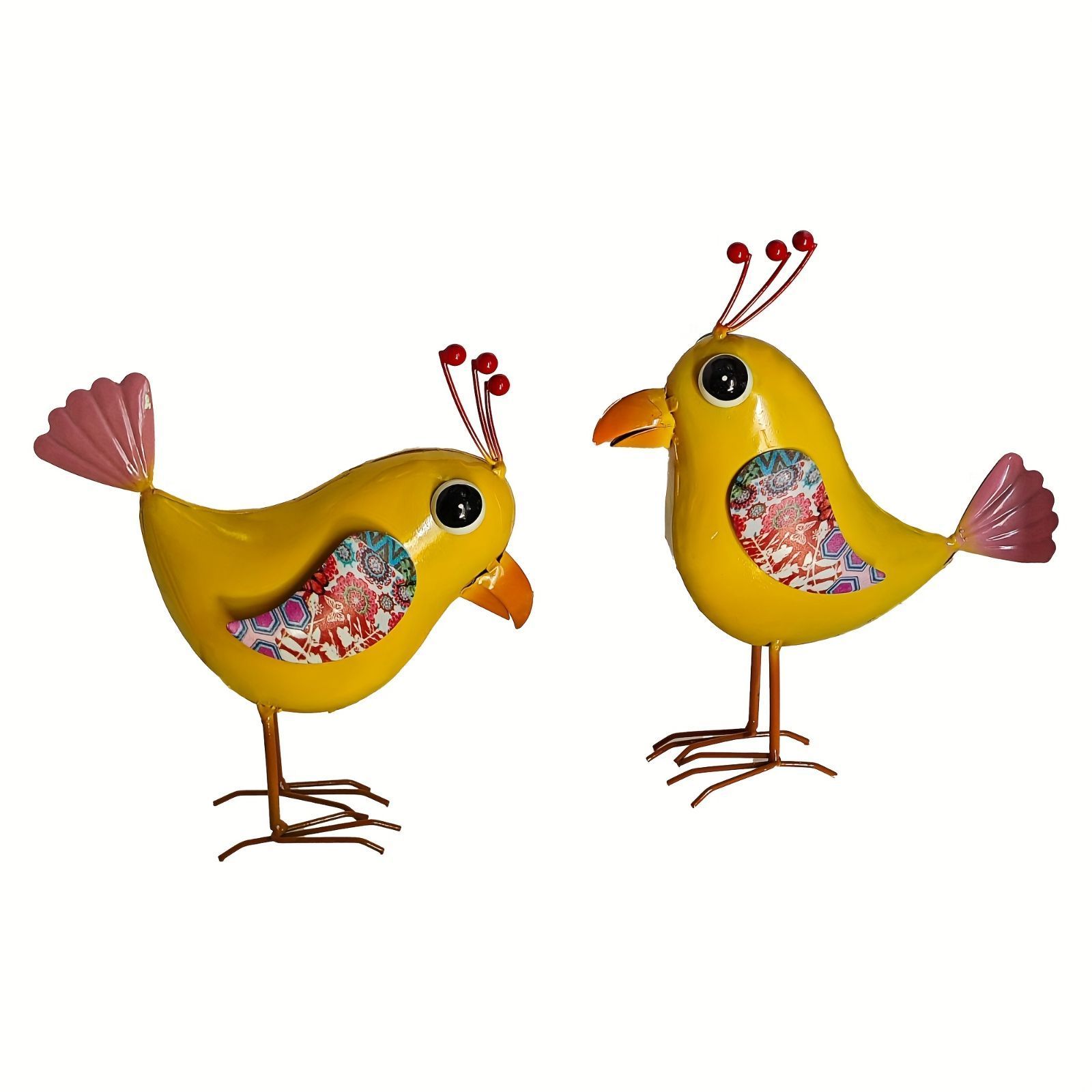 置物 オブジェ ガーデンオーナメント 小鳥 トリ とり 2羽セット 黄色