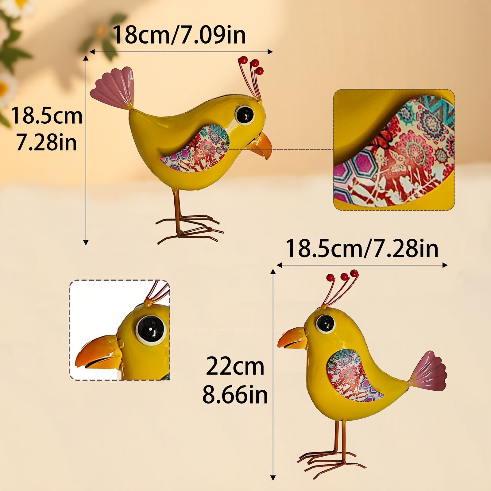 置物 オブジェ ガーデンオーナメント 小鳥 トリ とり 2羽セット 黄色