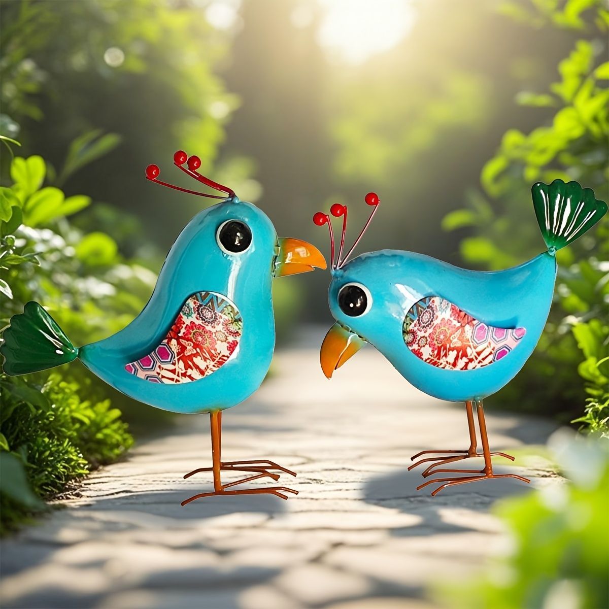 置物 オブジェ ガーデンオーナメント 小鳥 トリ とり 2羽セット 黄色