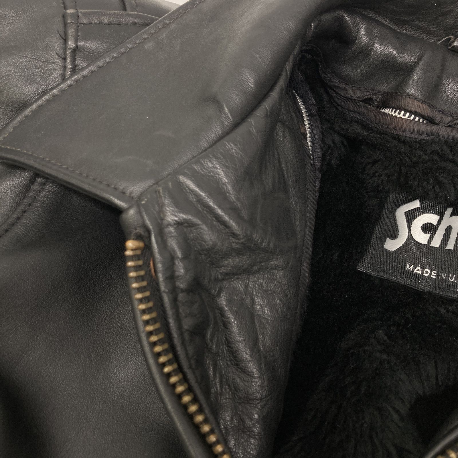 SCHOTT ショット AT101 USA製 襟付き ライダース ライナー付き 34