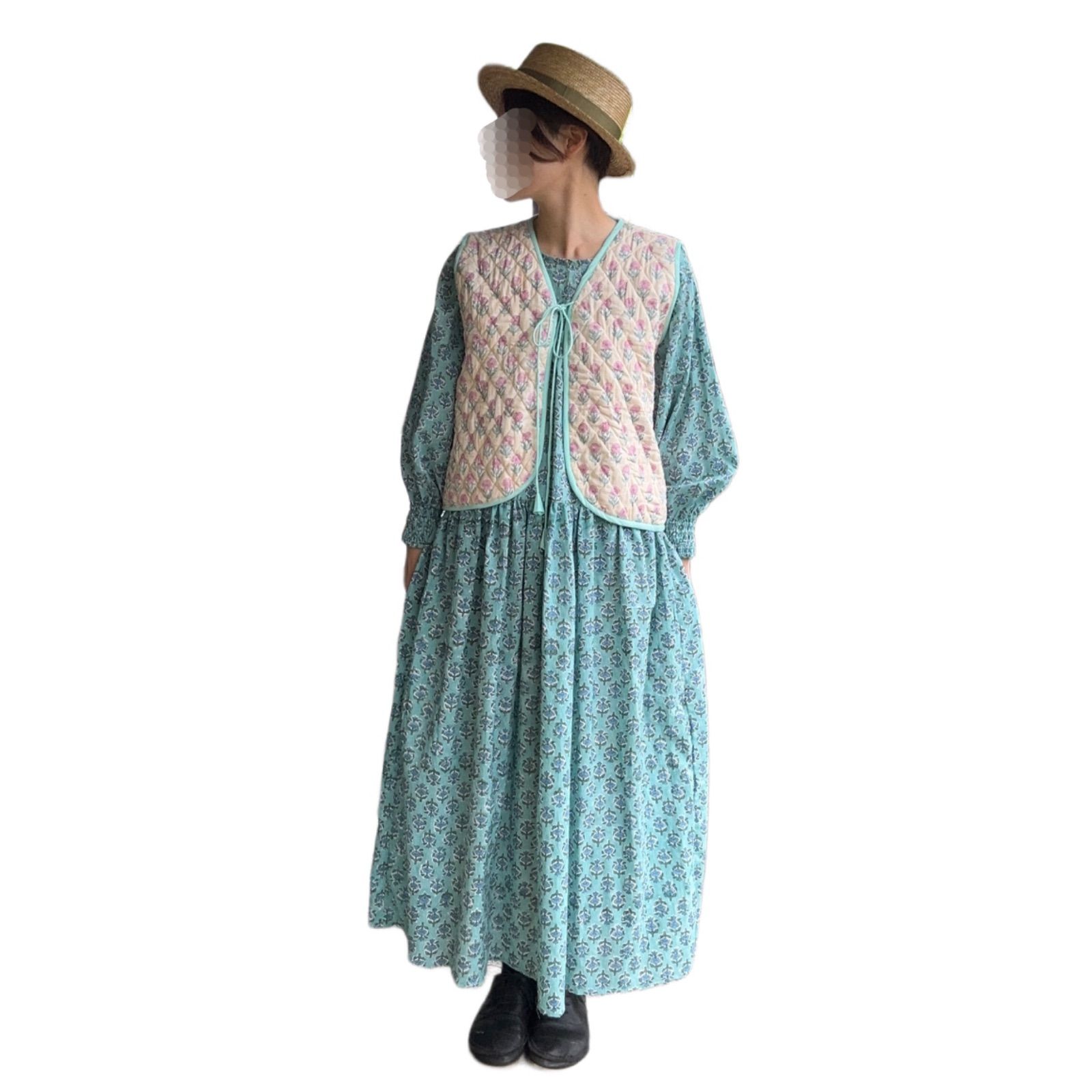 ☆ JURGEN LEHL ヨーガンレール 7分袖 ワンピース リネン コットン