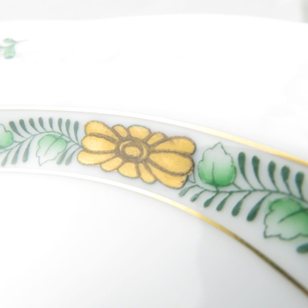 美品 Herend ヘレンド アポニーグリーン AV 中皿 2枚 ペア 16cm