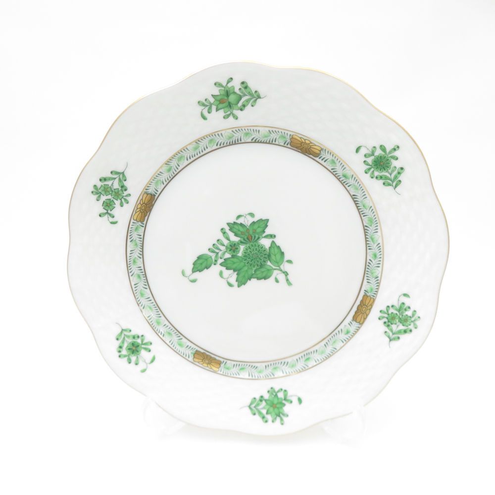 美品 Herend ヘレンド アポニーグリーン AV 中皿 2枚 ペア 19cm