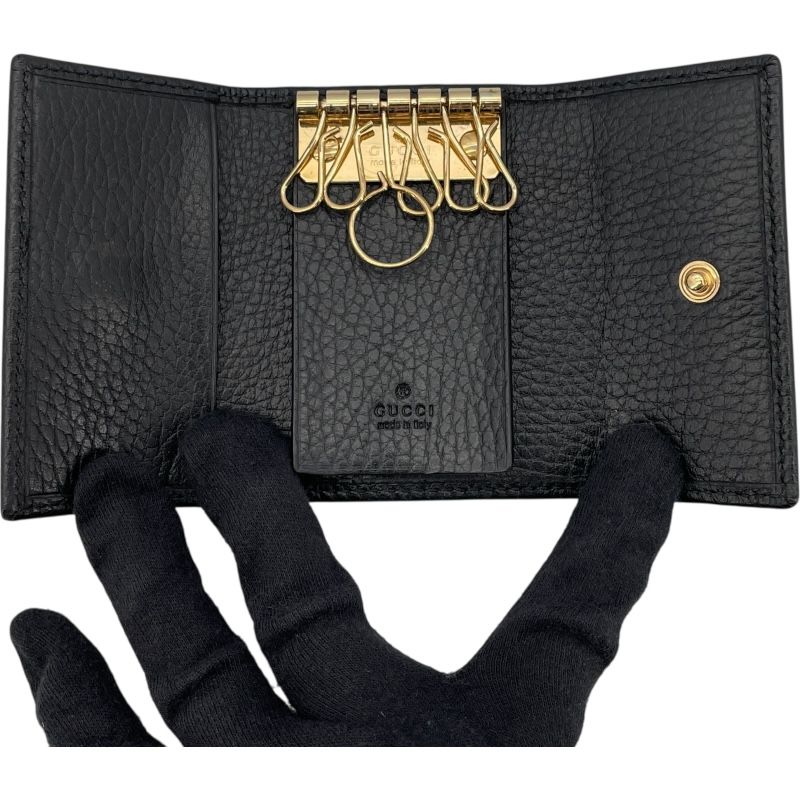 【美品】GUCCI グッチ　キーケース　6連　GG マーモント　ブラック 9284.jpg