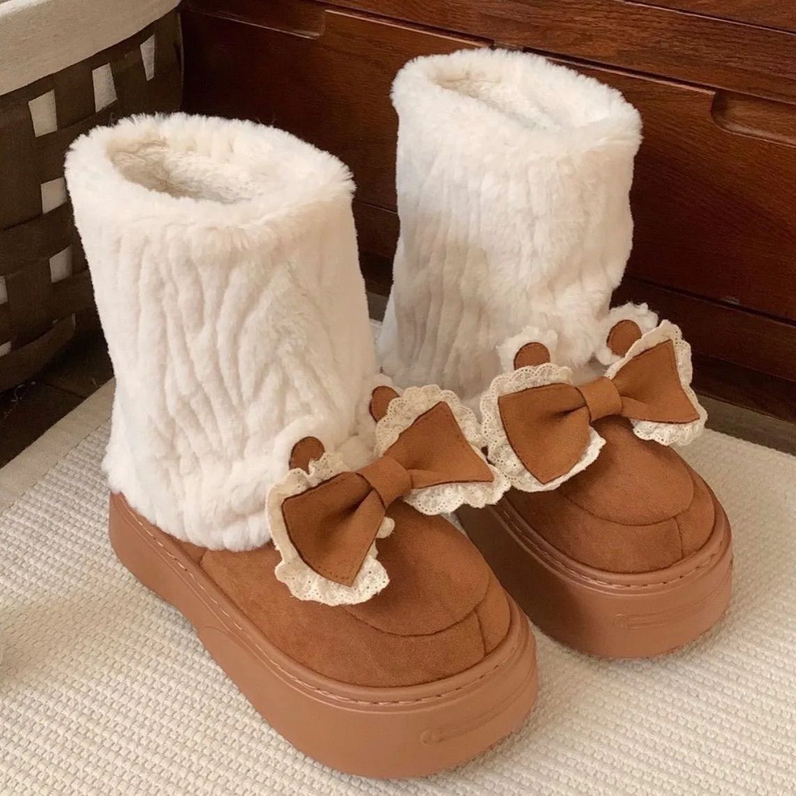 美品】平成ギャル Y2K archive ファー リボン ムートンブーツ 23 Y2K