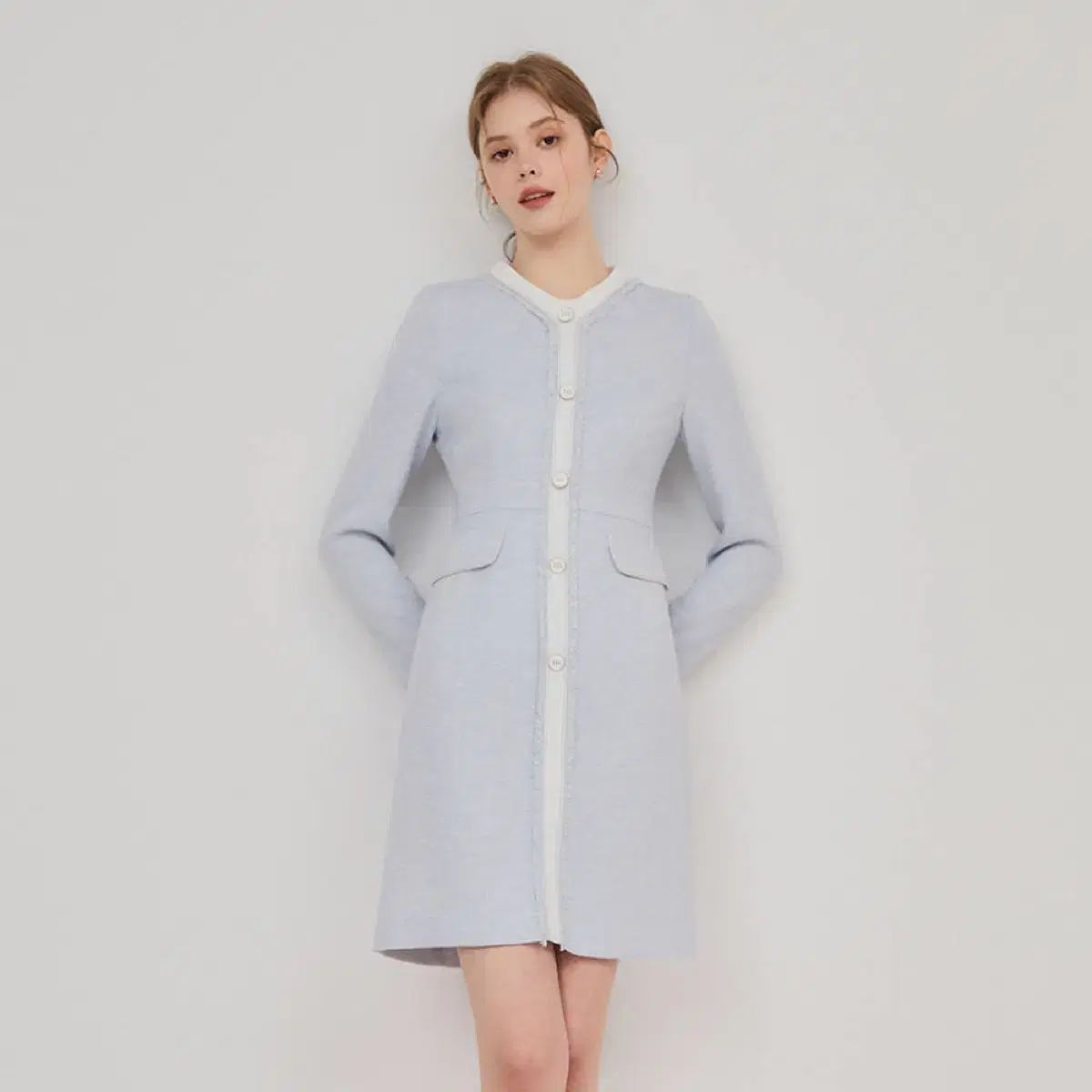 JJ JIGOTT ツイード フリンジ バイカラー ロング ワンピース ゲスト