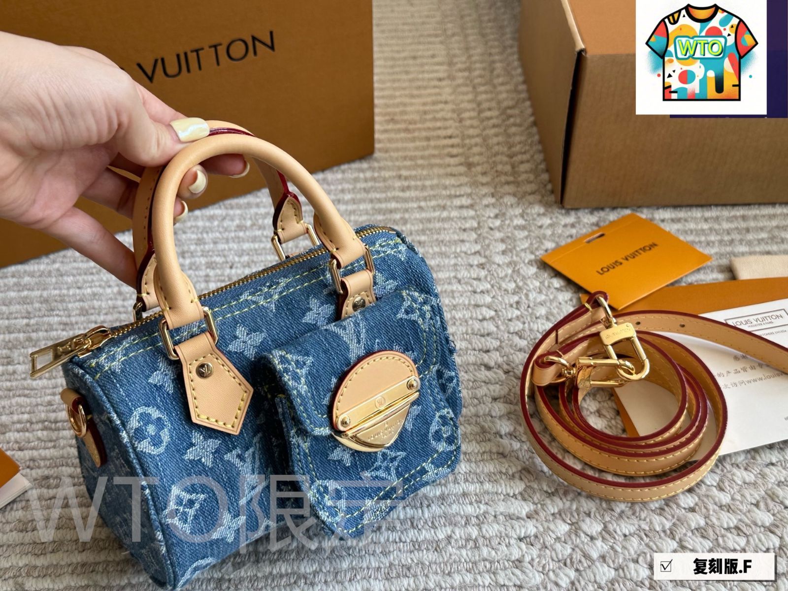 今日特価】LV ルイヴィトン ナノ スピーディ ヴィンテージデニム製