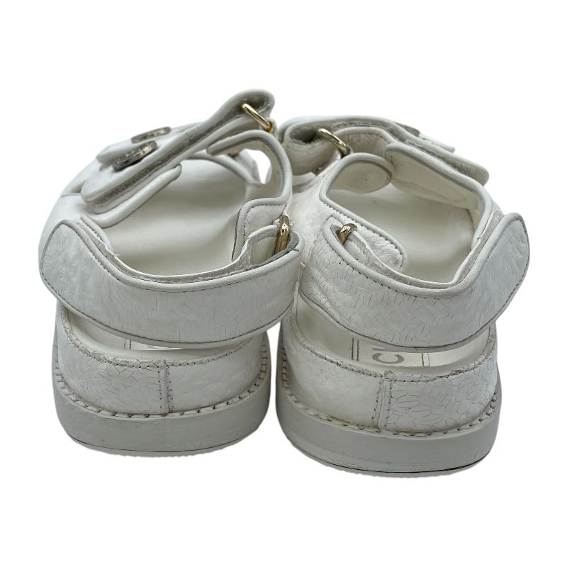 シャネル CHANEL ココマーク ボタン スポーツサンダル G35927 ホワイト