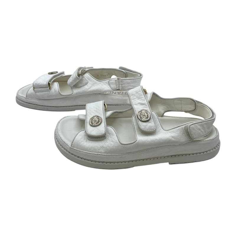 シャネル CHANEL ココマーク ボタン スポーツサンダル G35927 ホワイト