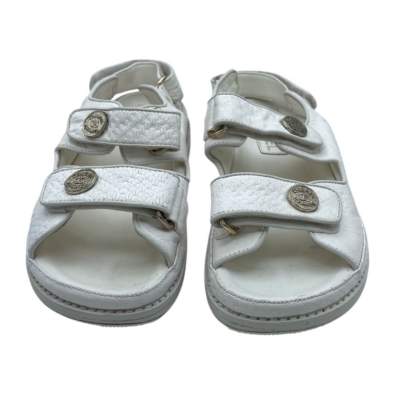 シャネル CHANEL ココマーク ボタン スポーツサンダル G35927 ホワイト