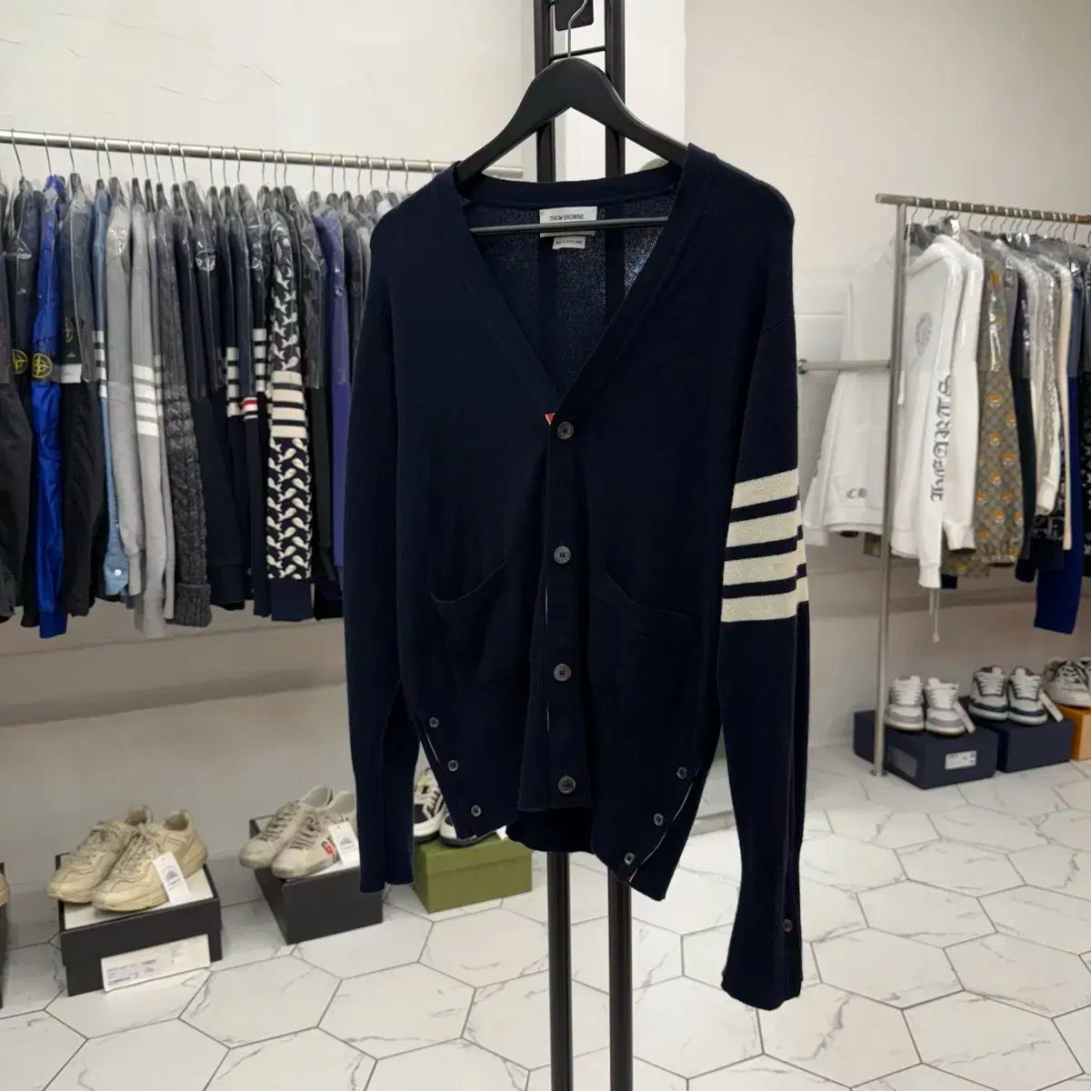 5 トム・ブラウン カシミア カーディガン ネイビー - メルカリ