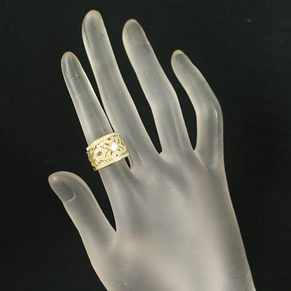 ダイヤ ダイヤモンド 0.51ct 透かし ミルグレイン リング K18YG