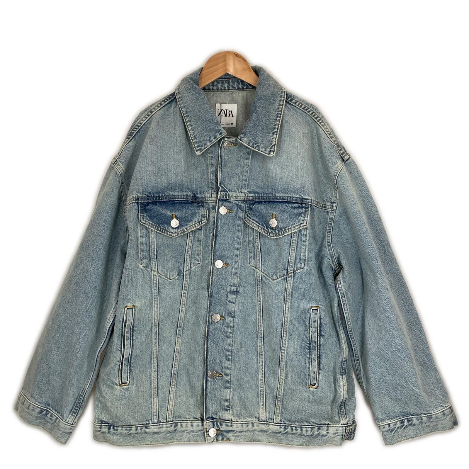 未使用品 ZARA ザラ 無地 秋冬 AW デニムジャケット コットン ブルー メンズ M【古着】【中古】【送料無料】