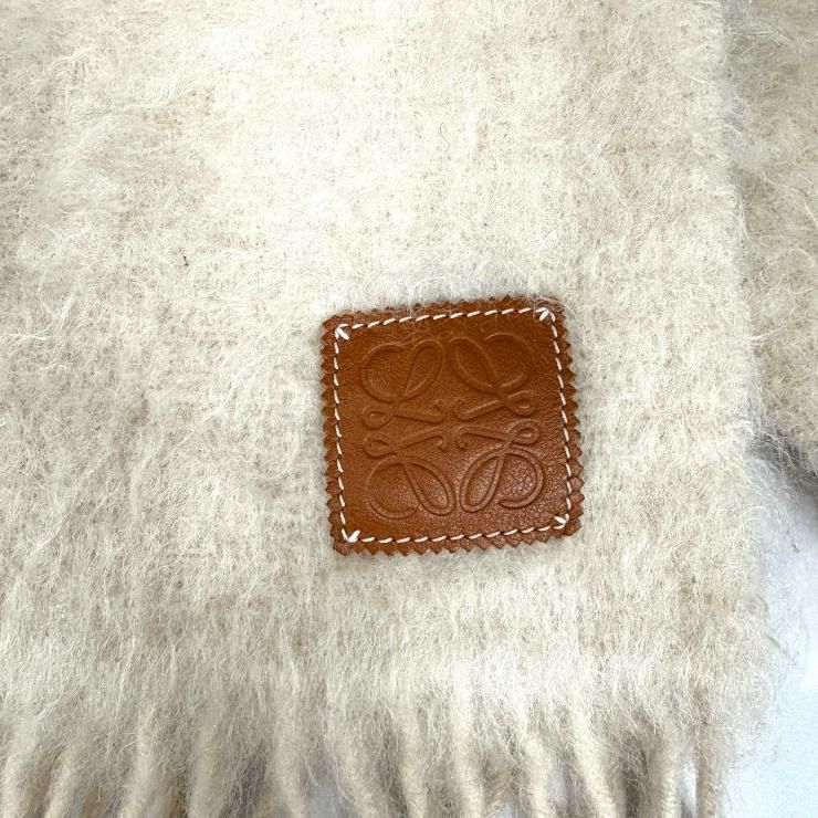 ロエベ LOEWE アナグラム マフラー モヘア ウール アイボリー ストール