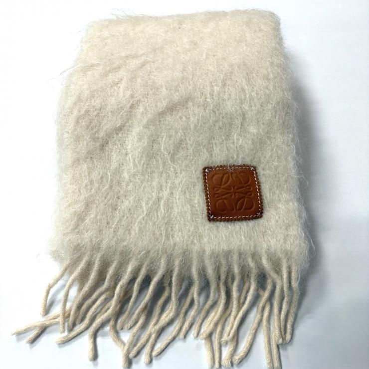 ロエベ LOEWE アナグラム マフラー モヘア ウール アイボリー ストール