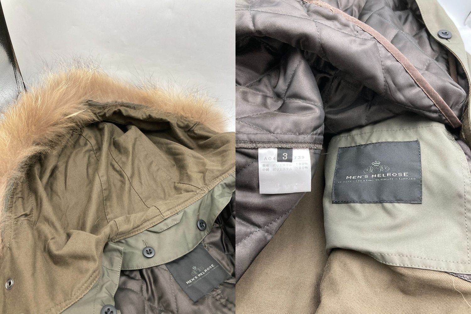 メンズメルローズ メンズメルローズ モッズコート 3 ファー ライナー付