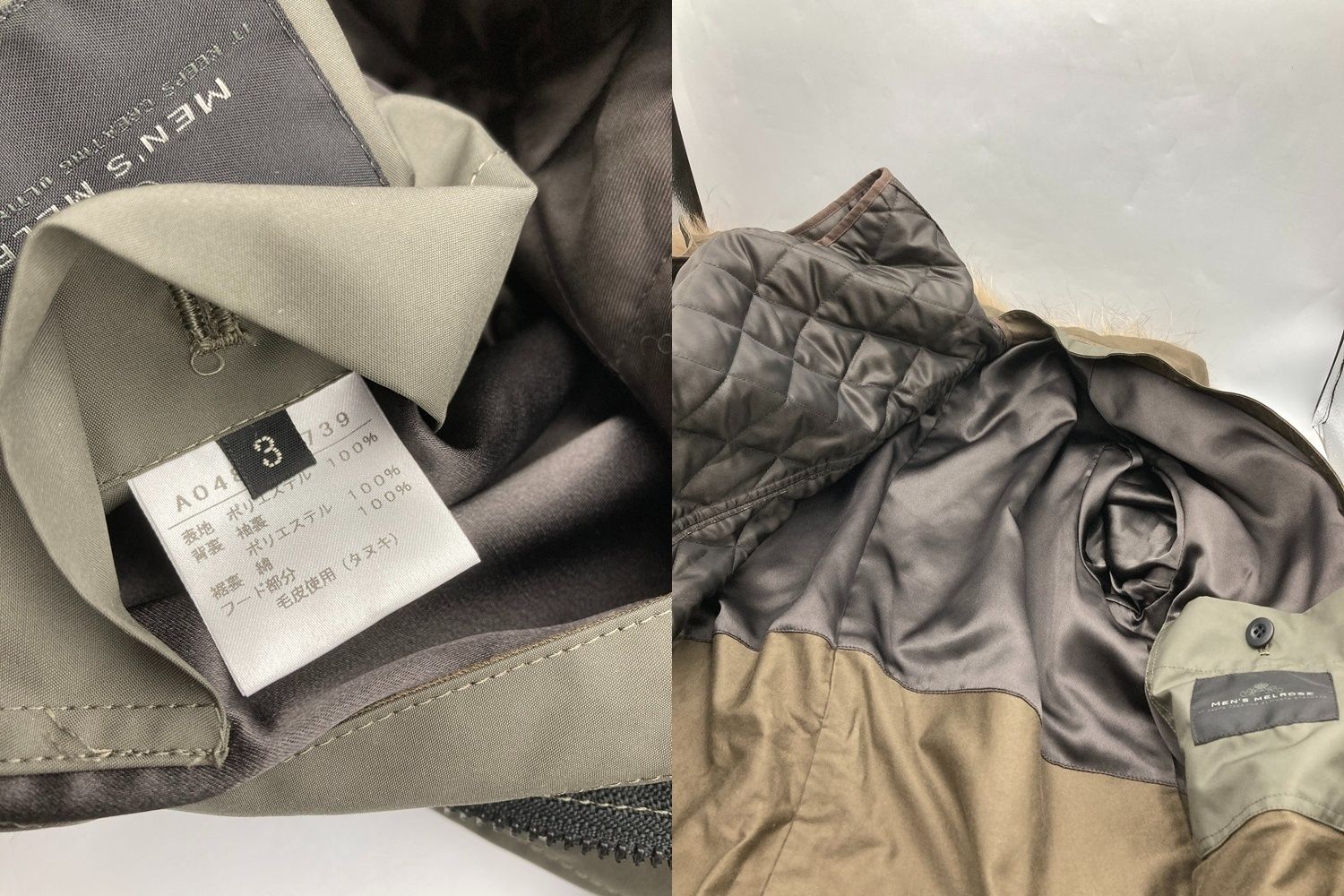 メンズメルローズ メンズメルローズ モッズコート 3 ファー ライナー付