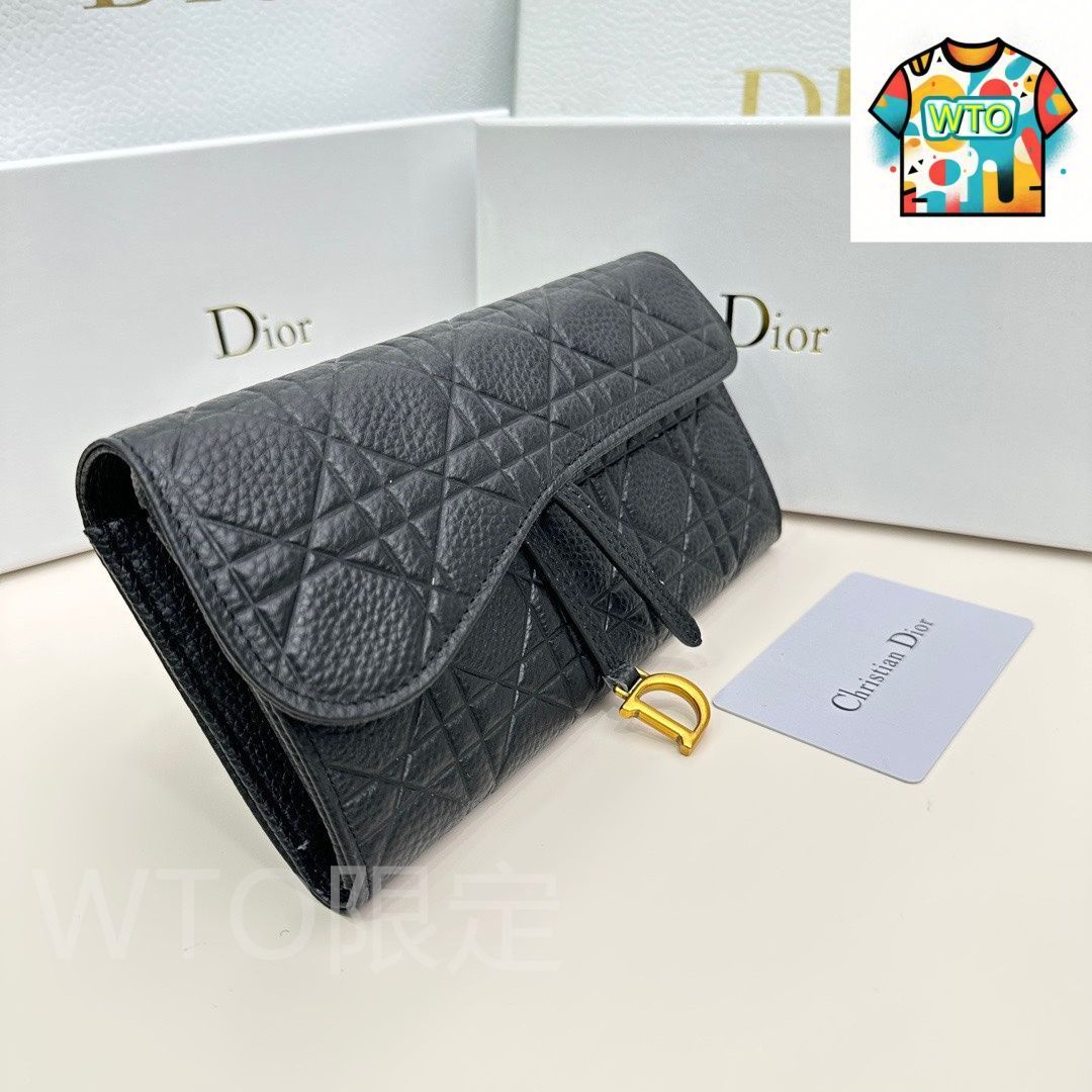 小物 dior Dior Jolie Dahlia Wallet Black Cannage Lambskin | DIOR
