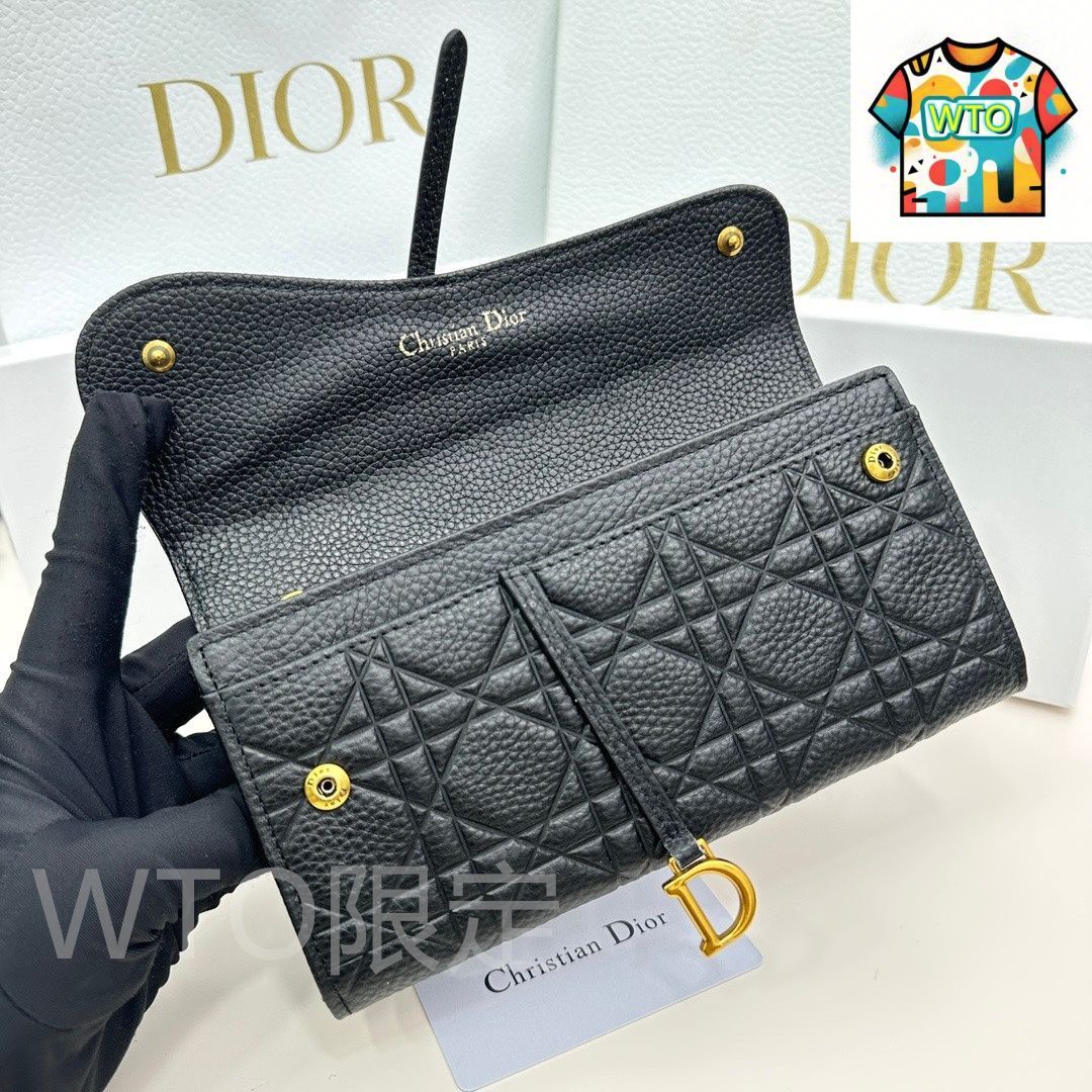 小物 dior Dior Jolie Dahlia Wallet Black Cannage Lambskin | DIOR