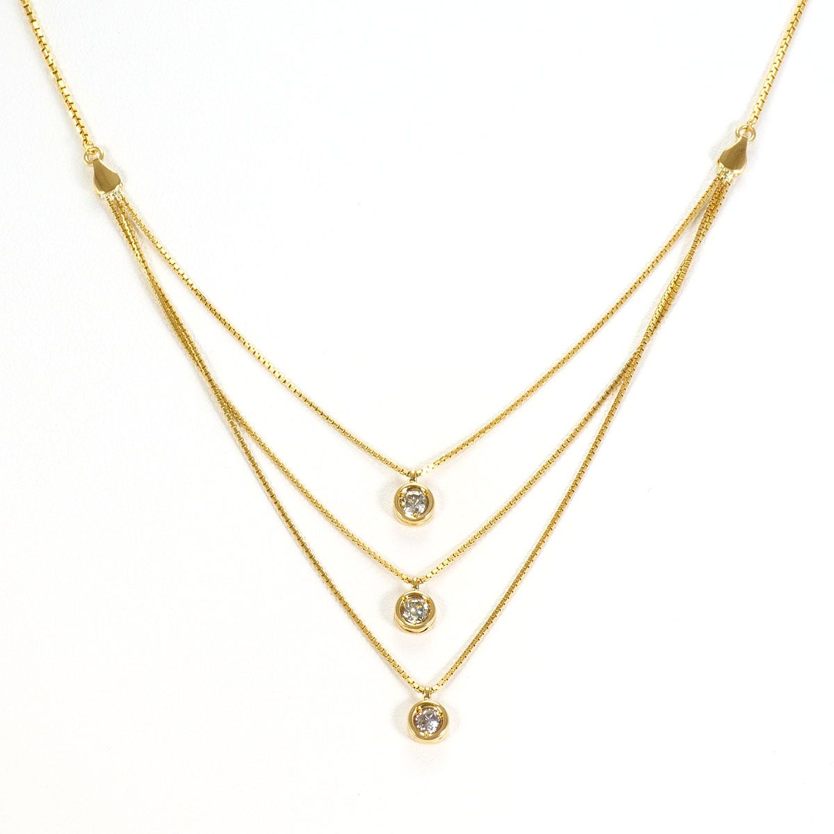 4°C K18 ダイヤモンド ネックレス　総重量1.67g鑑別書 K18YG ネックレス ダイヤモンド 0.25ct 鑑別書 総重量約4.4g 約40cm