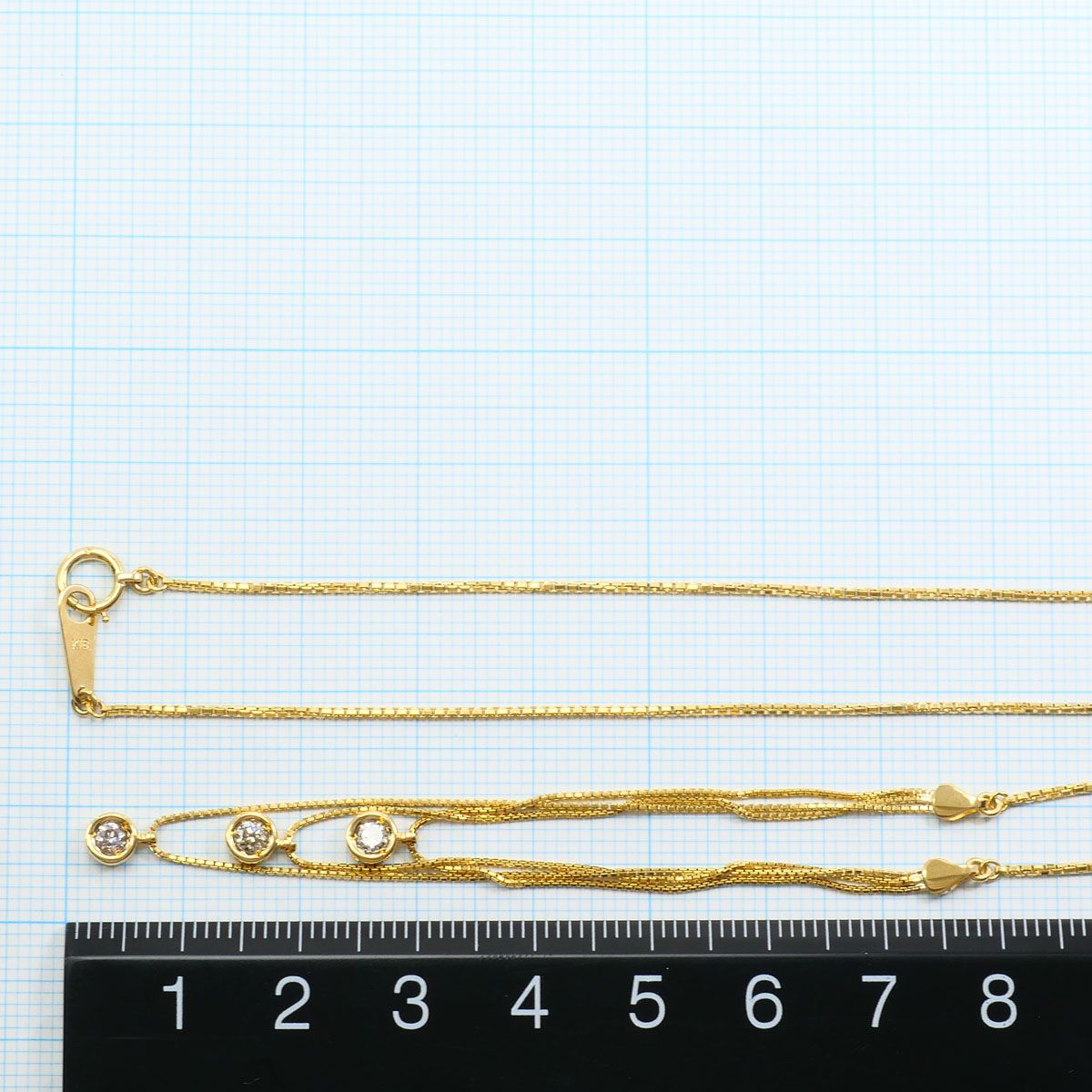 K18YG ネックレス ダイヤモンド 0.25ct 鑑別書 総重量約4.4g 約40cm