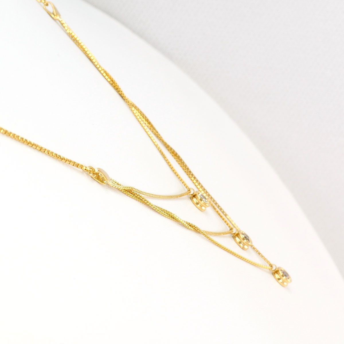 4°C K18 ダイヤモンド ネックレス　総重量1.67g鑑別書 K18YG ネックレス ダイヤモンド 0.25ct 鑑別書 総重量約4.4g 約40cm