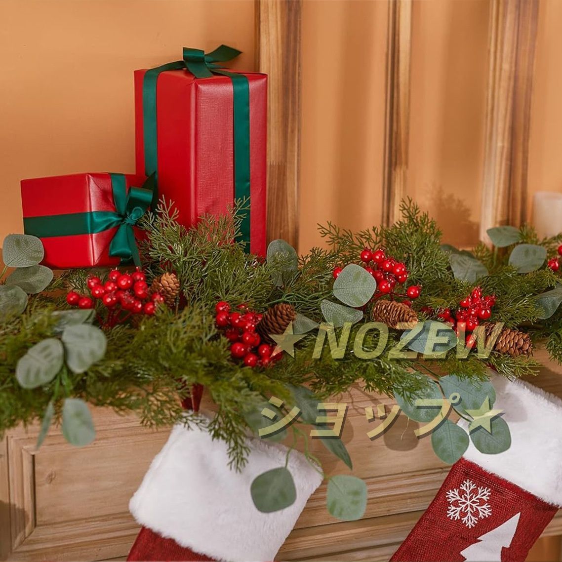 クリスマス籐 ガーランド 1.9m 籐 new 大きいオーナメント 飾り 玄関
