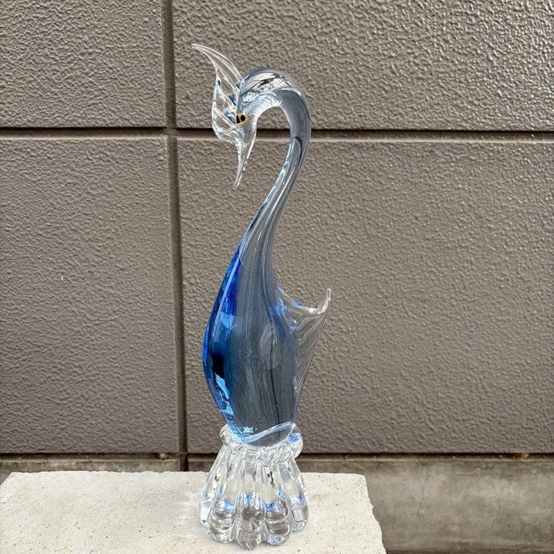 レトロ 鳥 高さ40cm ガラス 置物 インテリア オブジェ ガラス細工 トリ