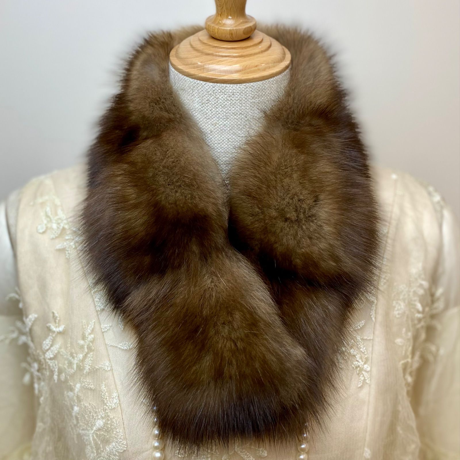 超高級！ロシアンセーブルマフラー*毛皮の王様*日本製 新品 【ブラウン