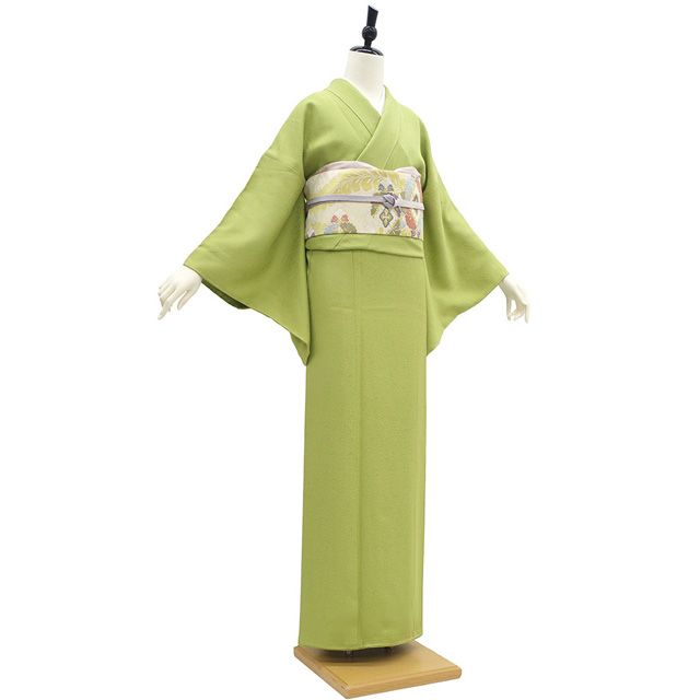 色無地 着物 袷 地紋 草花 紋入り 剣片喰 裄70 Ｌ 新古品 sn1759 色無地 着物 袷 地紋 草花 紋入り 剣片喰 裄70 L 新古品 sn1759 色