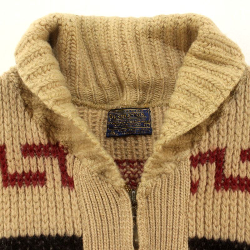 70s USA製 vintage PENDLETON ネイティブ柄 ウール カウチンセーター