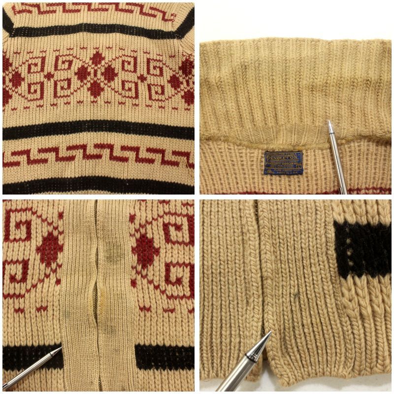 70s USA製 vintage PENDLETON ネイティブ柄 ウール カウチンセーター