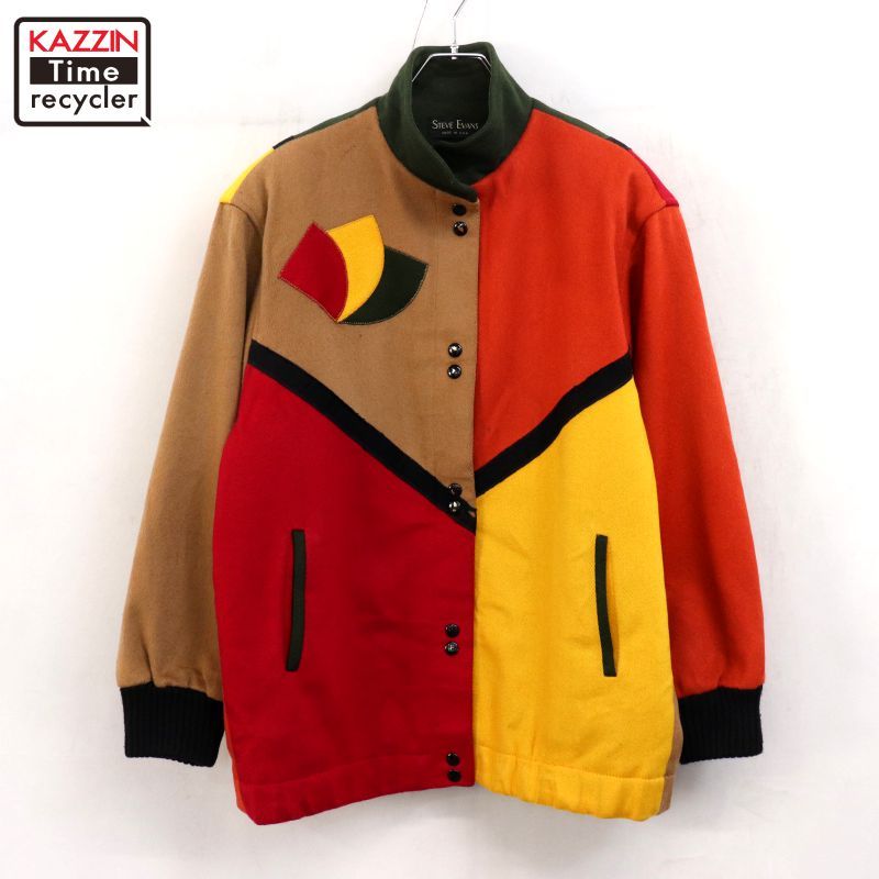 70s USA製 vintage クレイジーパターン ウール ジャケット レディース