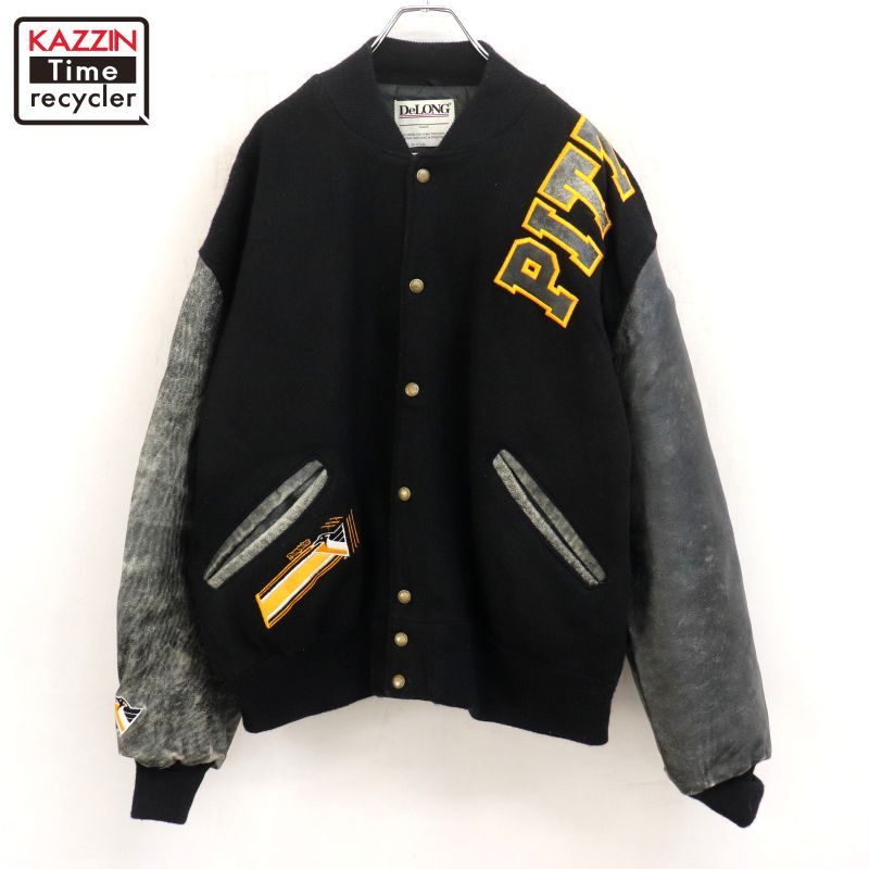 90s USA製 NHL vintage DeLONG ピッツバーグ・ペンギンズ アームレザー