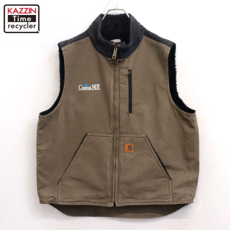 00s carhartt 裏地ボア ダック べスト 00s Carhartt 2トーンカラー 裏地ボア ダック ベスト メンズ 表記L