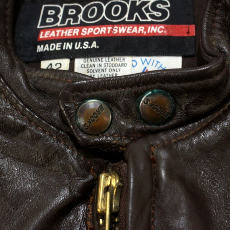 80s USA製 vintage BROOKS ブルックス 無地 シングルライダース