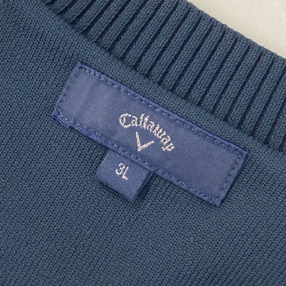 サイズ：3L CALLAWAY キャロウェイ 2024年 ニットベスト 総柄 ネイビー