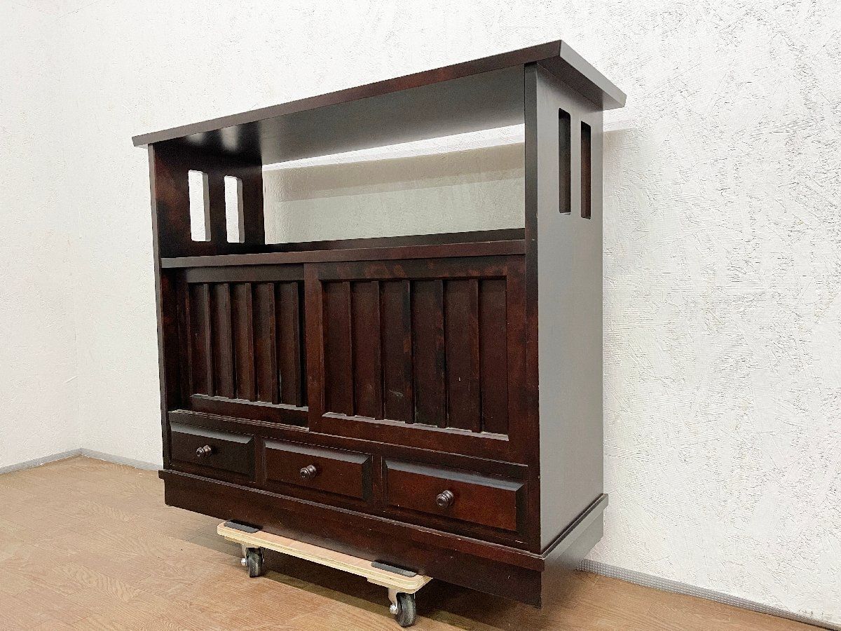 ○北海道民芸家具 茶棚 サイドボード HM108K 飾り棚 収納家具 樺材 和